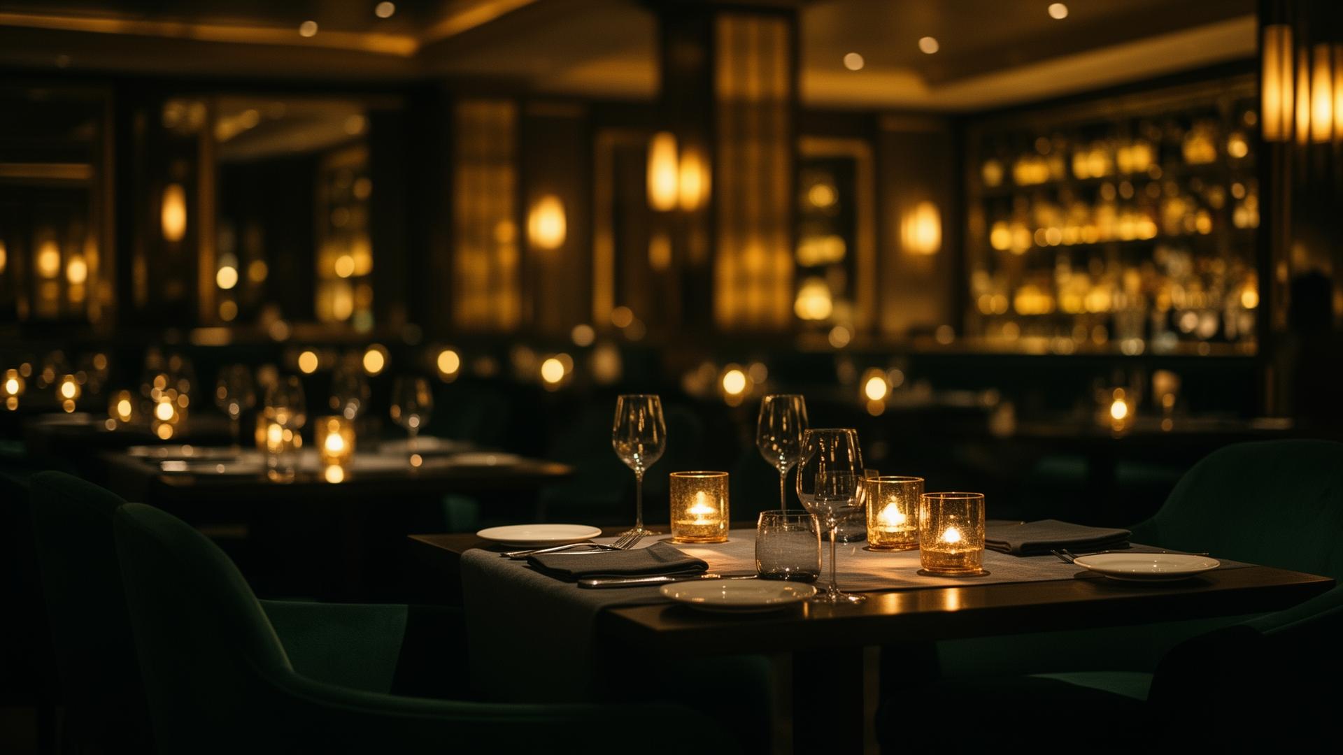 Stimmungsvolles Restaurant-Interieur bei Kerzenlicht